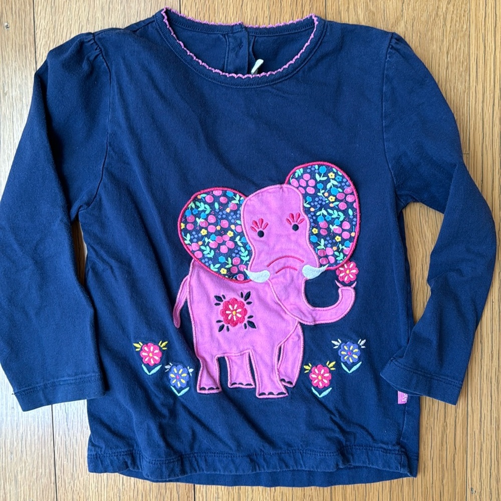 Jojo Maman Babe elephant appliqué shirt
